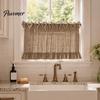 Oven Side Window Drapes Buffalo Plaid Curtain Skirt, Door with Ribbon Bows, Rustic Small Space Decor Half for Farmhouse Kitchen Sink, Cabinet,