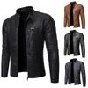 PU Casual Leather Jacket Men Spring Autumn Coat Motorcycle Biker Slim Fit Outwear Male Black Blue Clothing Plus Size XS-3XL