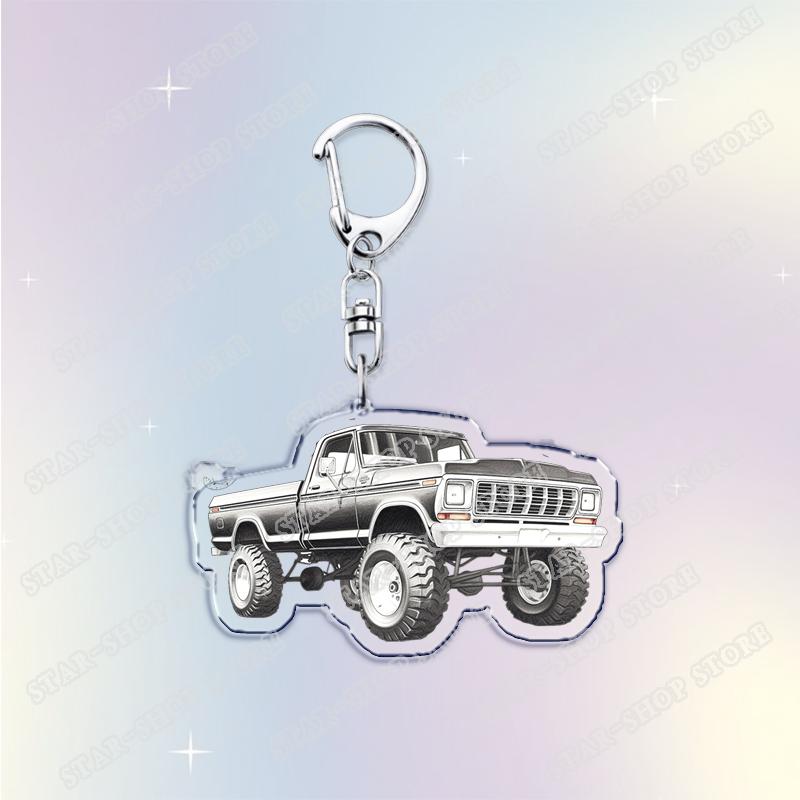 Vintage Classic Old Truck Keychains for Accessories Jewelry Retro Vector Car Keyrings Fans Friends Gifts