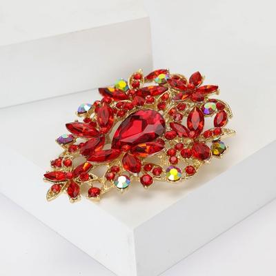 Luxury Skeleton Flower Design Baroque Brooch Large Shining Brooch Pins Multi-color Crystal Brooch Wedding Holiday Party Gifts