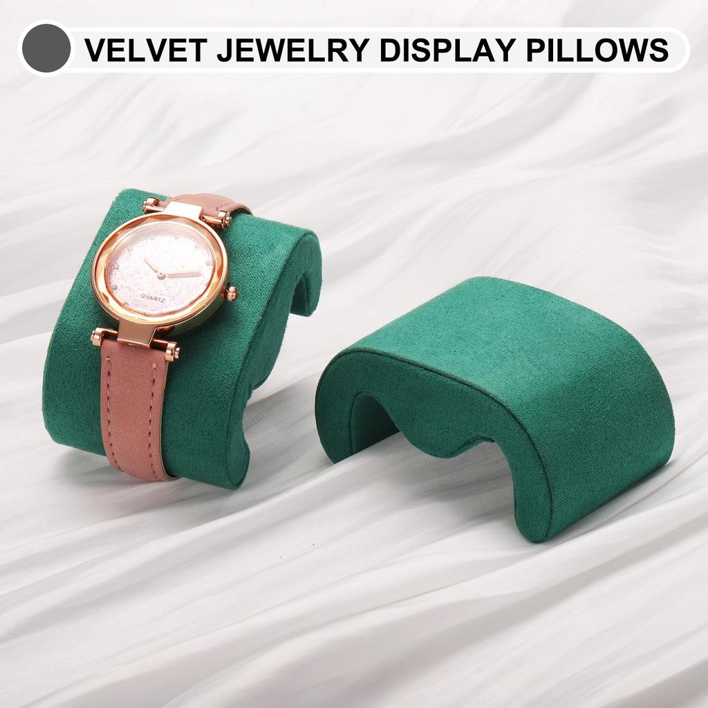 uxcell Watch Case Pillows, Set of 2, Medium Size, Velvet, for Watch Display and Bracelet Storage, BlueDark Green