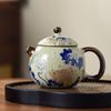 Ru kiln yellow exquisite teapot cover bowl single pot high-end tea brewer household ceramic teapot tea set Xishi pot series