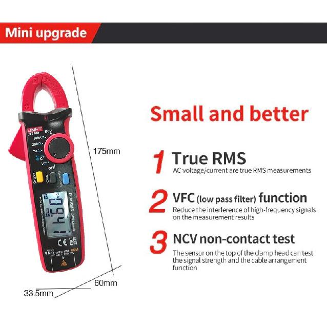 UNI-T Clamp Meter UT210E UT210D UT204 PLUS Current Pliers Hook Ammeter Digital Multimeter Professional Electrical Multi Tester