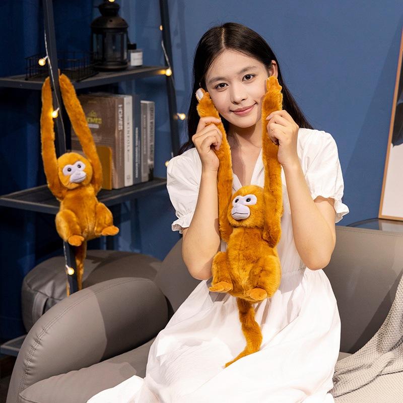 Cute simulation little monkey doll plush toy golden monkey long arm monkey doll curtain bundled pendant doll