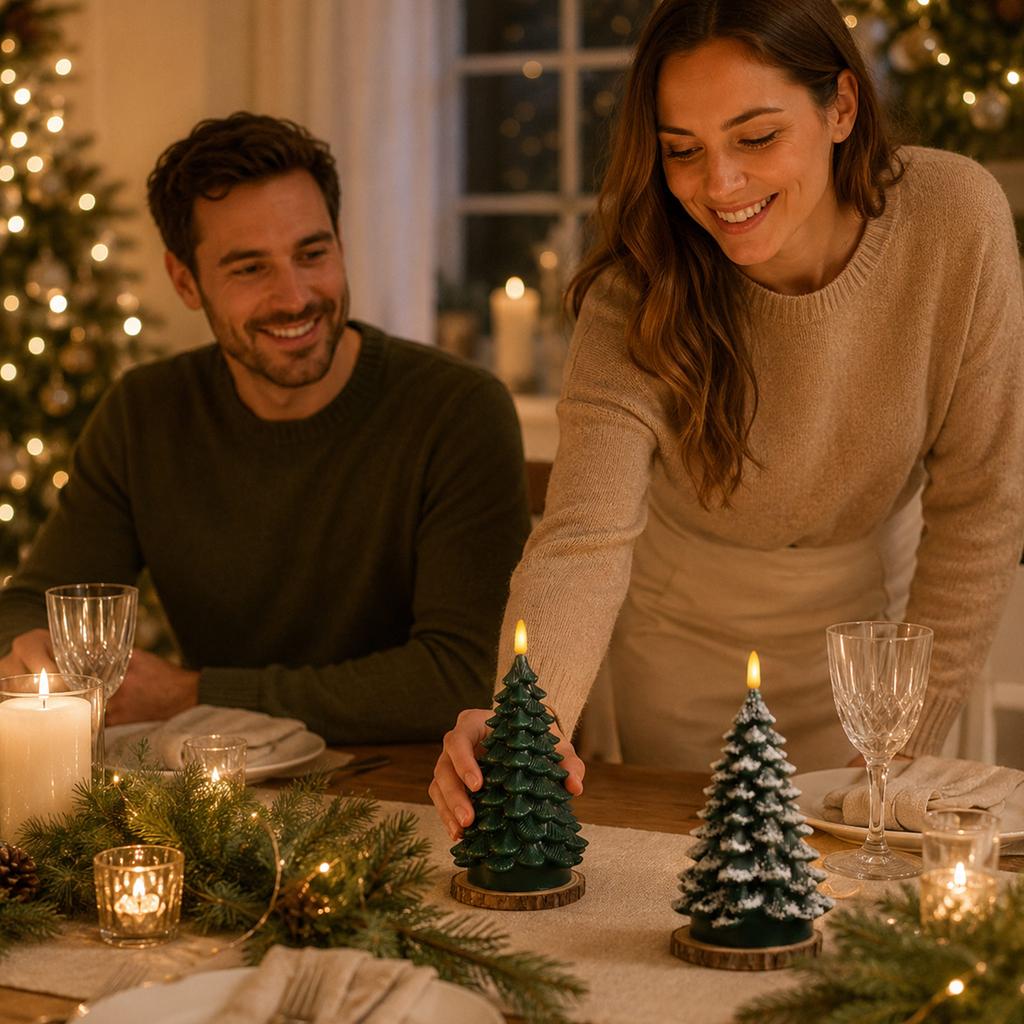 Christmas Tree Night Light with Remote Control, Electronic Candle Lamp for Holiday Home Decor