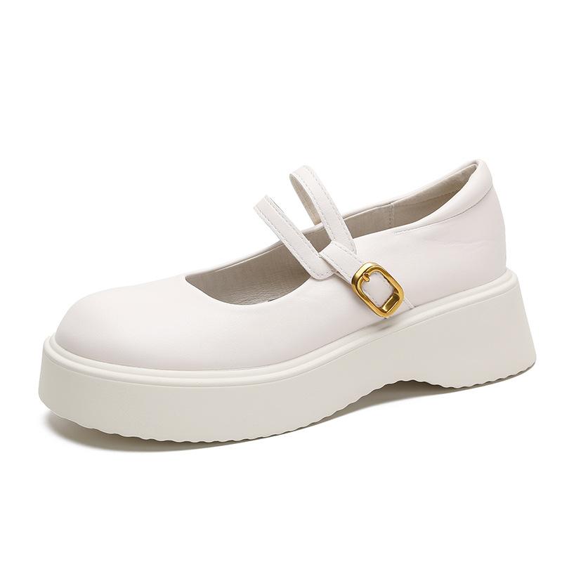 Muffin Mary Jane Platform Single Shoes Women's Shallow Mouth College Small Leather Shoes