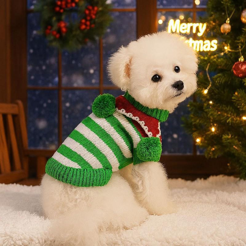 Pet Christmas Sweater Dogs Cats - Cute Holiday Knitwear In Festive Colors Acrylic Warm Winter Outfit