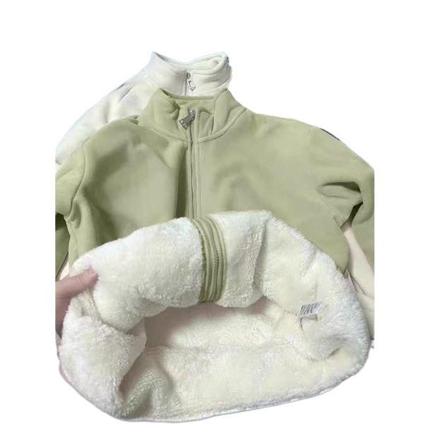 Women's Oversized Fleece-Lined Sweatshirt Jacket - New Winter Style, Lamb Fleece, Trendy Cardigan Top