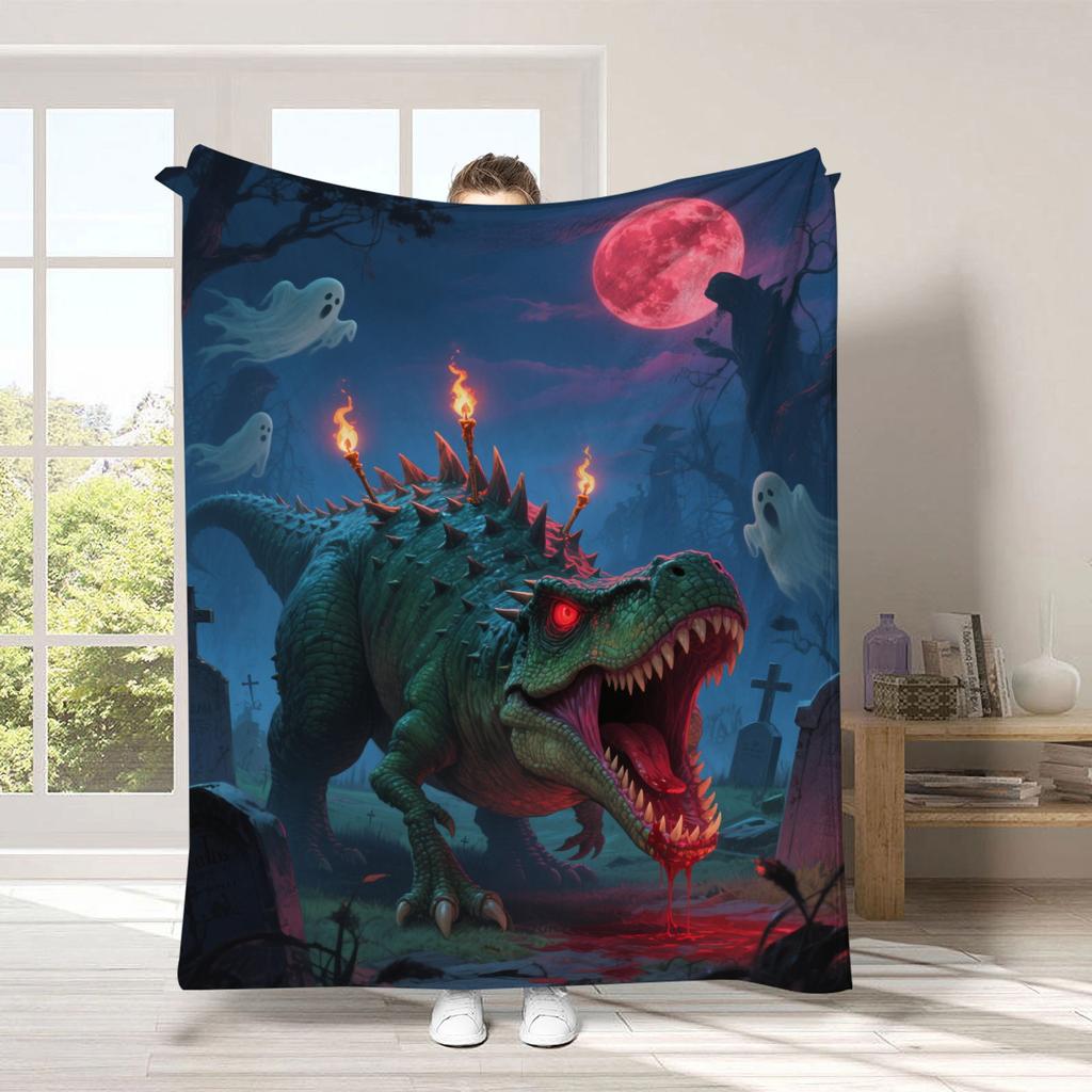 Halloween Festive Atmosphere Digital-printed Polyester Velvet Flannel Cover Blanket Fleece Soft Sofa Cover Blankets for Beds