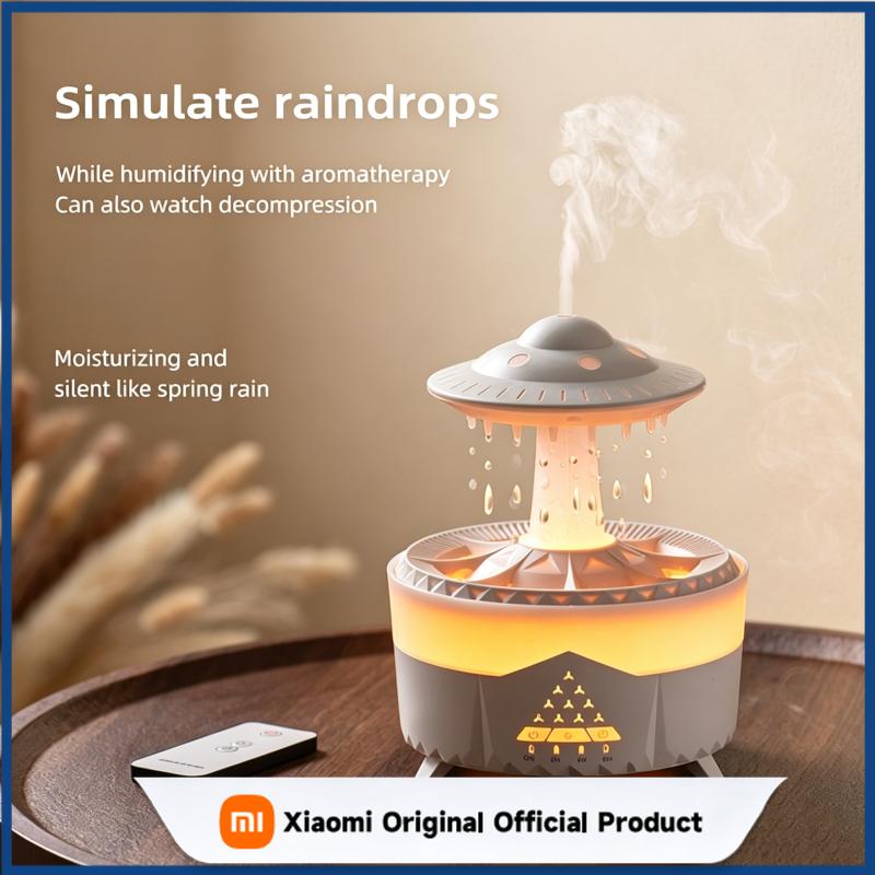 Xiaomi Rain Cloud Humidifier Mini UFO Aroma Diffuser with Remote Control - Colorful LED Night Light & Raindrop Sound for Bedroom Home a