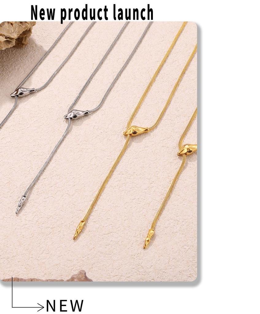 Stainless Steel Snake Head Necklace: European & American Cold Style, Long-lasting Sweater Chain for Women