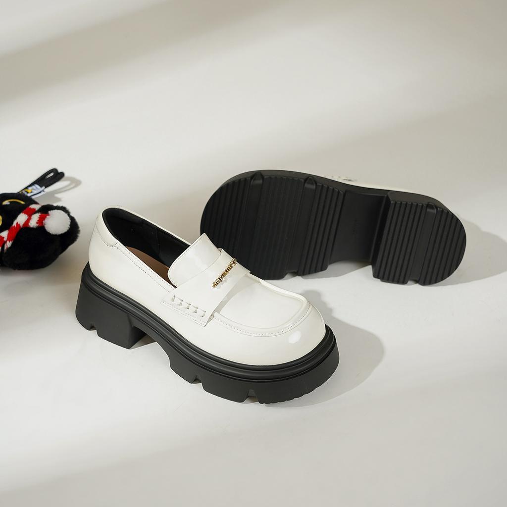 2025 Slipper gebratene Straße erhöht hochhackige Muffin Einzelschuhe Herbst dicker Absatz dicke Sohle neue hochwertige kleine Lederschuhe Damen