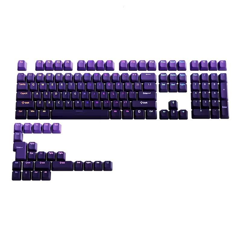 Polar Day Gradient PBT Keycaps: 134-Key Customizable Side-Printed Set for Mechanical Keyboards