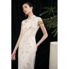 JK&JS New Chinese Style Jacquard Retro Qipao Mid-length Slim Dress