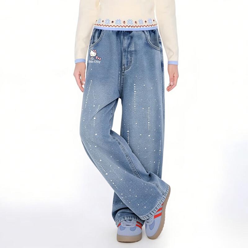 Hello Kitty Girls' Starburst Denim Wide-Leg Jeans