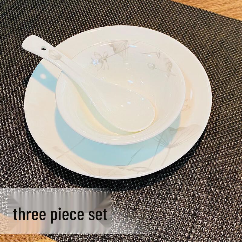 Luminous Lotus 5-Piece Ceramic Dinnerware Set