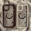 Simple Cute Smile Face Phone Case For iPhone 13 14 15 16 Pro Max 11 12Mini XS XR 7 8Plus Good Luck Letter Clear Hard Cover Shell