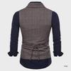 Spring & Autumn Men's Double-Breasted Plaid Suit Vest - Korean Slim Fit