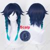 Game Venti Cosplay Wig 42cm Long Blue Gradient Braids Heat Resistant Synthetic Hair