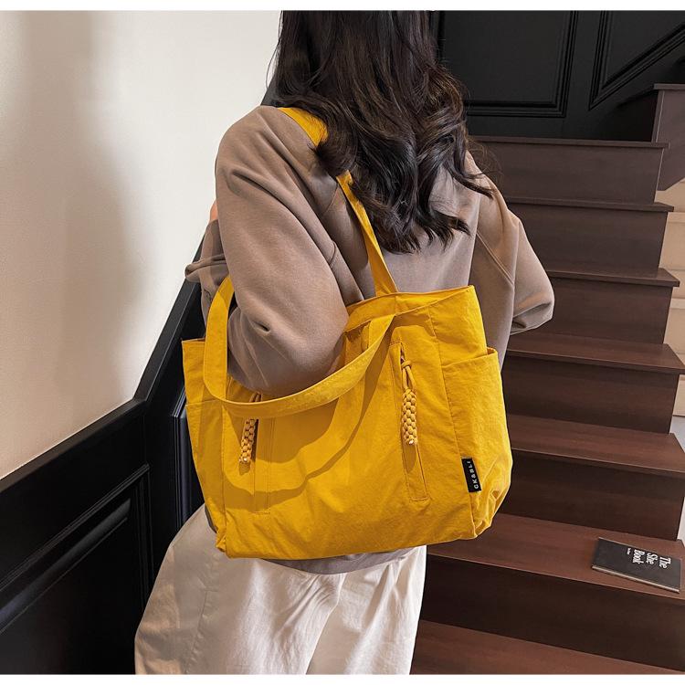 Japanese-Style Waterproof Nylon Minimalist Shoulder Bag for Women - Large Capacity Commuter Tote