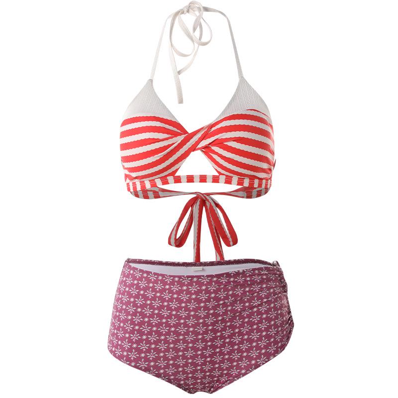 

Женский купальник бикини в корейском стиле с цветными блоками - Раздельный купальник для отпуска Medium как