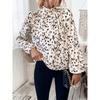 Blouses & Shirts - Women's Floral Printed Loose Stand Collar Blouse, Casual Puff Sleeve Fashion Top Women
