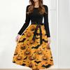 Women's Casual Fashion Halloween Printed Round Neck Vintage Dress