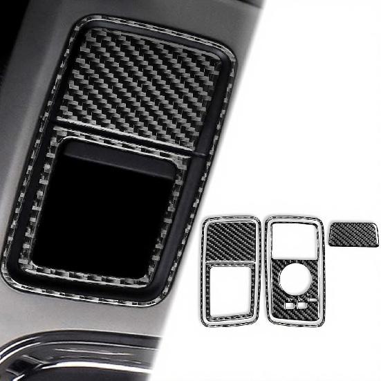 Carbon Fiber Headlight Switch and Air Vent Trim for Dodge RAM 1500 2500 3500 2013-2018,Dashboard Light Control Panel & AC Outlet Frame Sticker