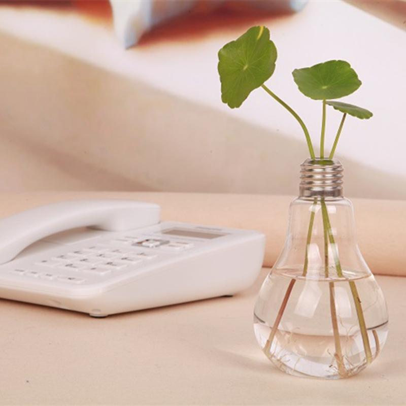 Home Decor Wedding Decoration Light Bulb Shaped Transparent Glass Vase Fashion Hydroponic Flower Vase Gift Home Desktop Ornament