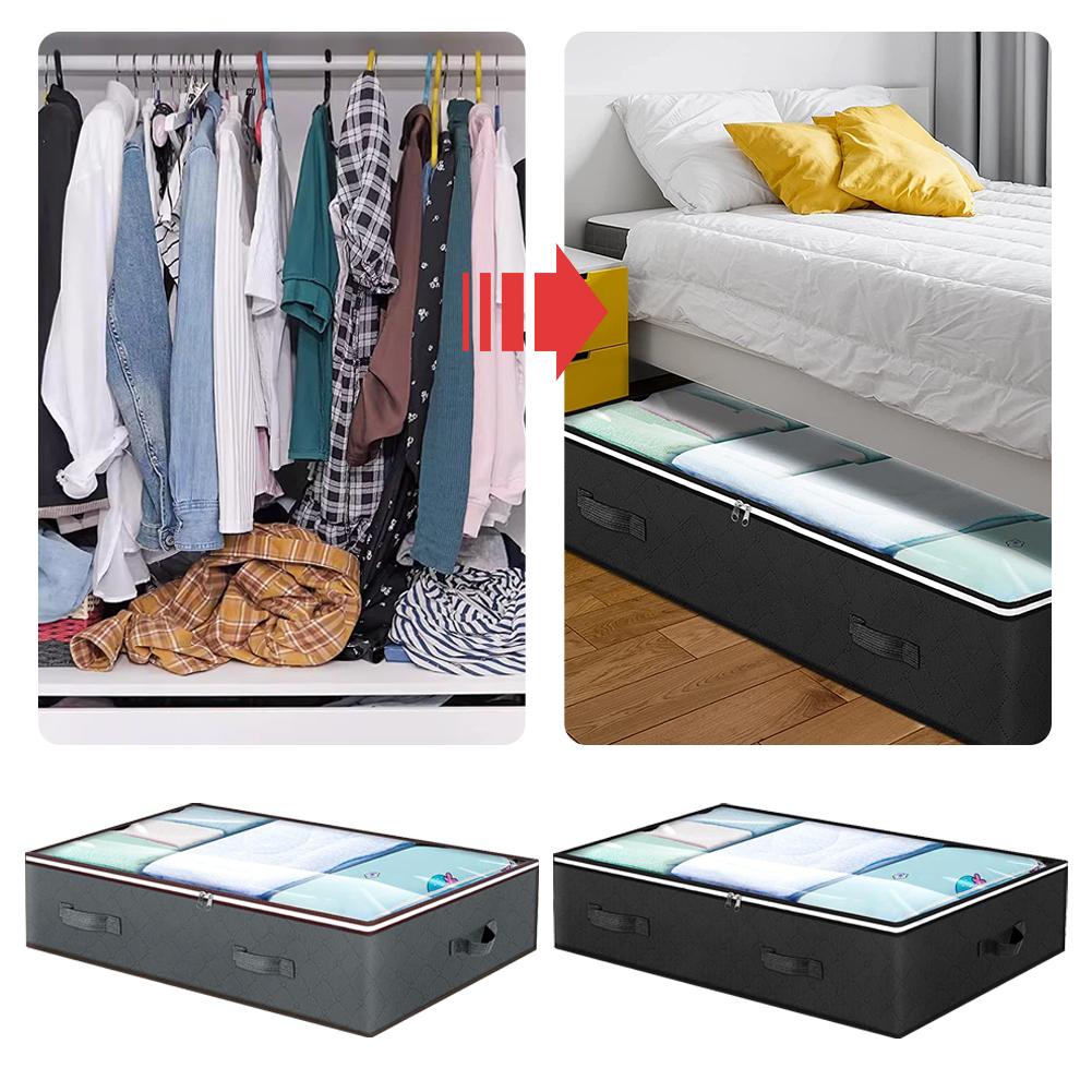 Vlies Unterbett-Aufbewahrungstasche, Faltbarer Staub- und Feuchtigkeitsbeständiger Organizer - Decken Kleider Aufbewahrungsbox für Kleiderschrank Zuhause