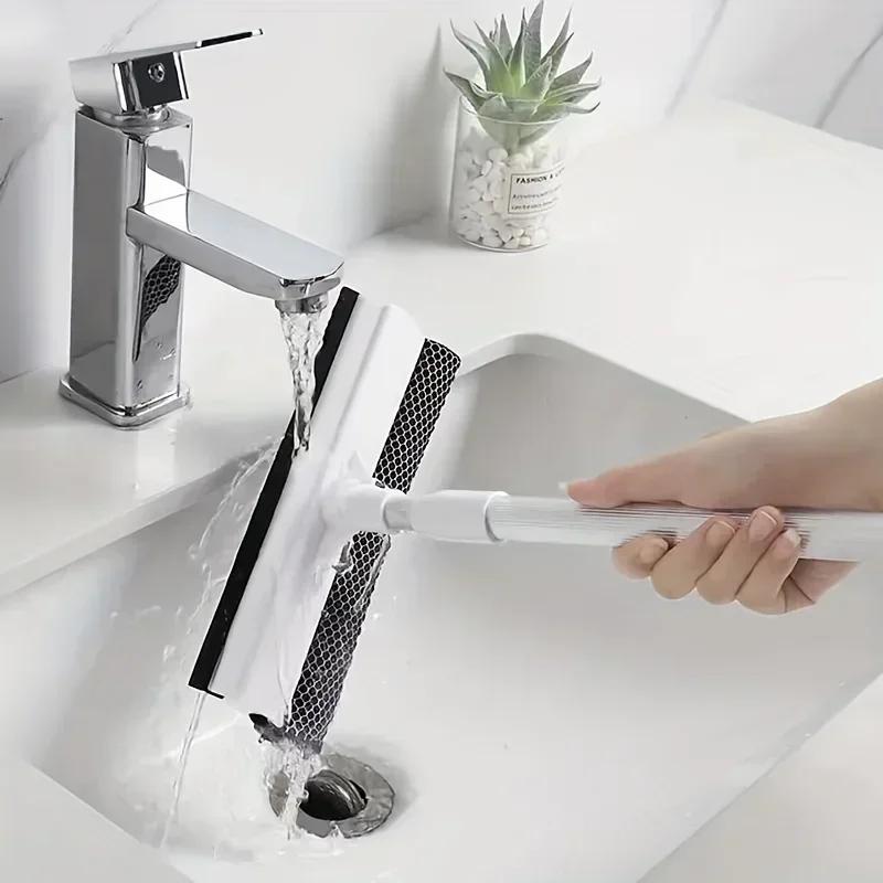Window Cleaning Brush 2 in 1 Retractable Pole Cleaning Window Brush Glass Squeegee Cleaning Tool for Car Shower Glass Door  pcs