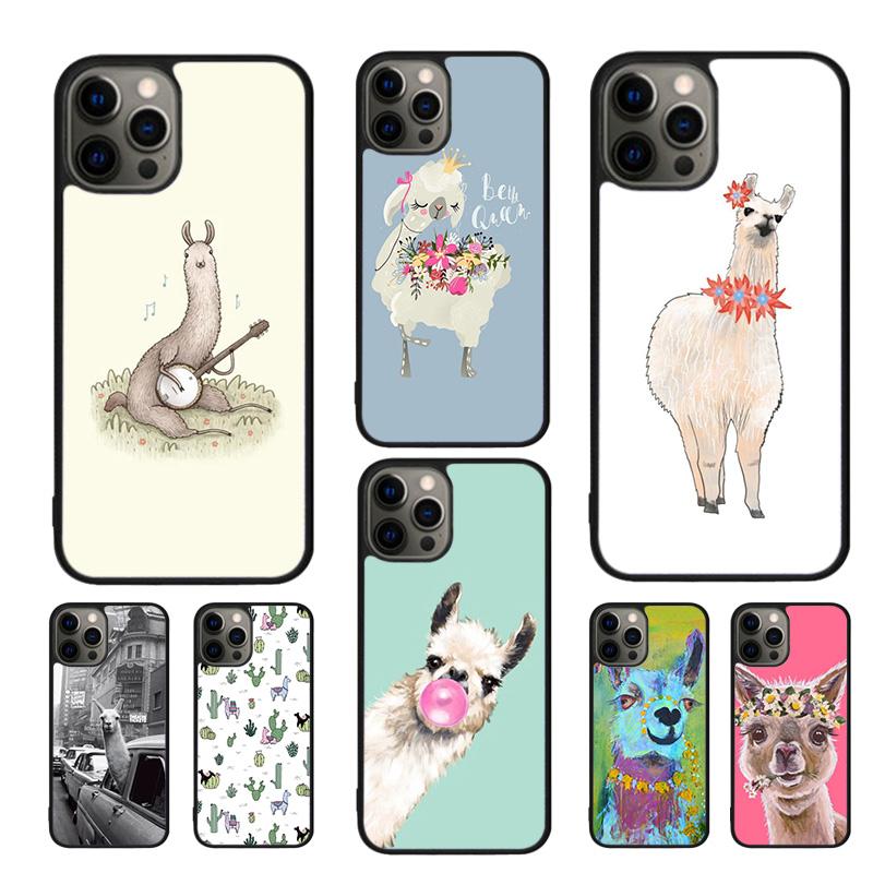Llama Alpaca Pattern Phone Case For iPhone 17 Air 16 15 14 11 12 13 Pro MAX Plus Coque Cover Shell