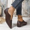 Western Style Elastic Single Shoes, British Style Pointed Toe, Thick Heel, Large Size Chelsea Small Leather Shoes for Women, 2025