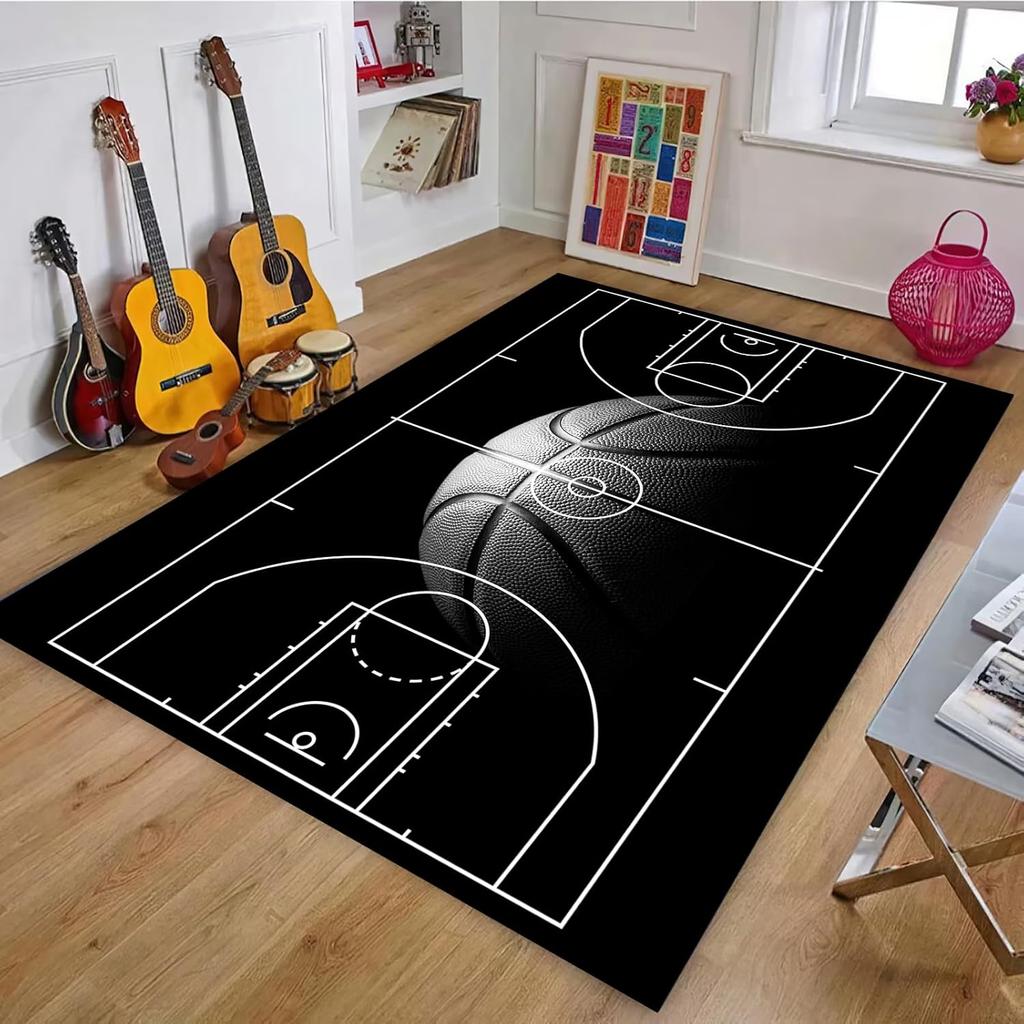 Basketball Teppich für Schlafzimmer Rutschfester Basketballplatz Teppiche für Wohnzimmer und Spielzimmer Dekoration Bodenmatte