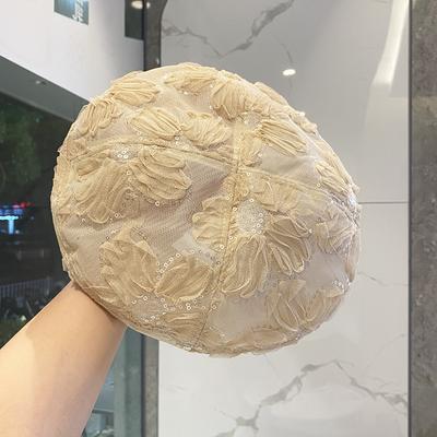 Berretto da donna con paillettes in pizzo sottile, berretto da pittore britannico traspirante, tendenza della moda giapponese
