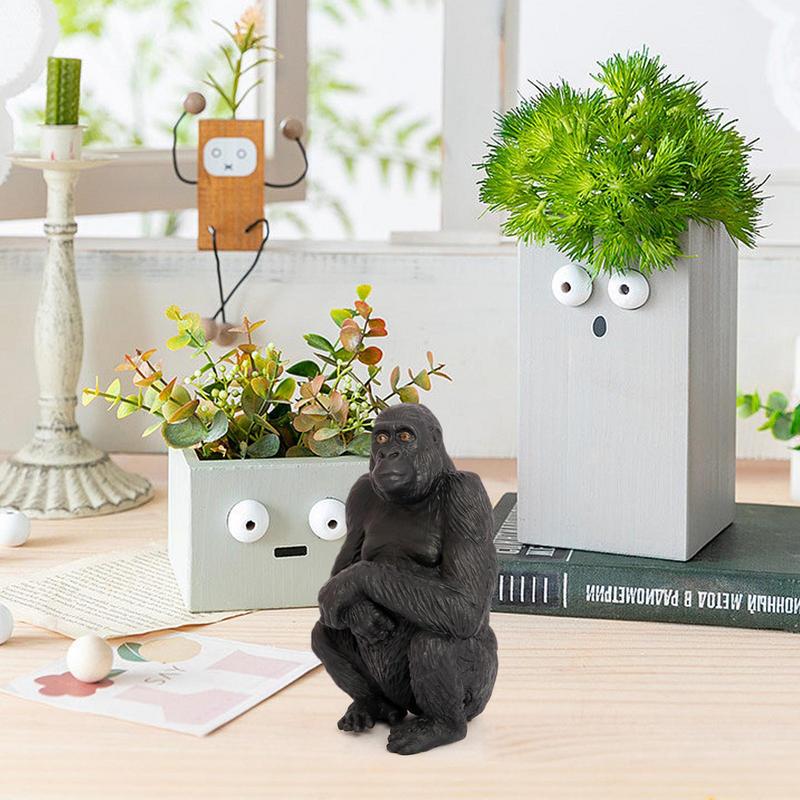Gorilla Figurine Small Orangutan Sculpture Wildlife Figures Party Favors School Project Desktop Decoration Cognitive Animal Toys