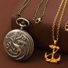 2pcs/set, 1PC Men's Fashion Vintage “Three Headed Dragon” Quartz Pocket Watch & 1PC Casual Golden Necklace, Ideal Choice for Gifts