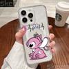 Disney Stitch And Angel Clear Case For Samsung Galaxy S25 S24 S23 S22 S21 Ultra Plus S20 FE For Magsafe Wireless Charging Cover