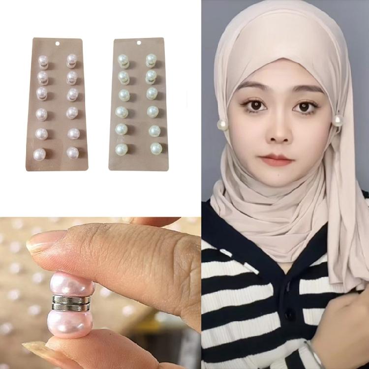 Set mit 12 eleganten magnetischen Hijab-Nadeln Dekorative Schal-Befestiger Imitation Perlen Broschen Schmuck für muslimische Kleidung