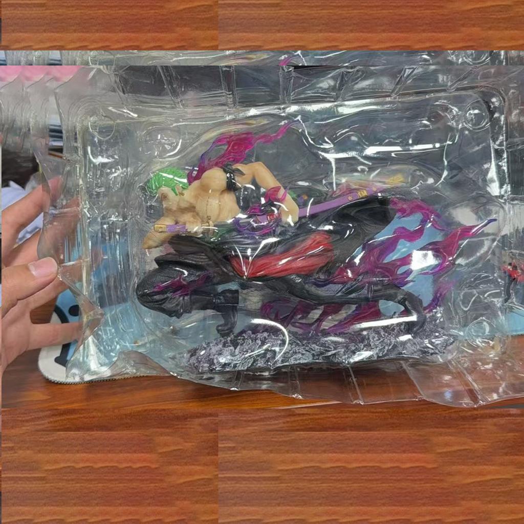 One Piece Handheld Drifting Knife Pulling Zoro Figures Gk Statue With Effect Piece Anime Trendy Play Figure Desktop Ornament Gift