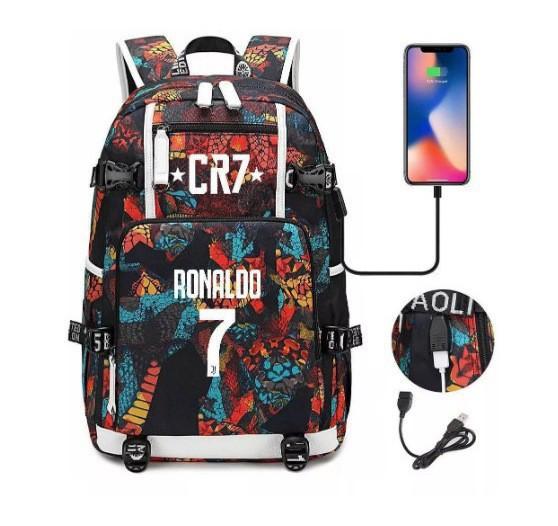 Football Star Collection Teen Primary And Secondary School Student School Bag Usb Men'S And Women'S Casual Backpack