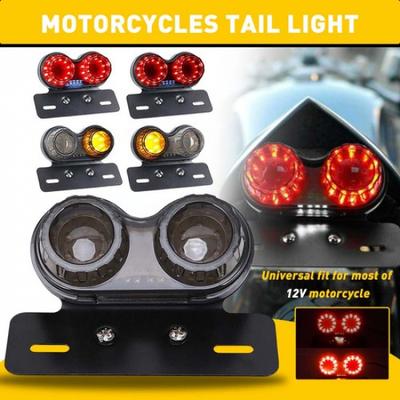 Motorcycle LED Dual Tail Turn Signal Brake License Integrated Plate Light 12V