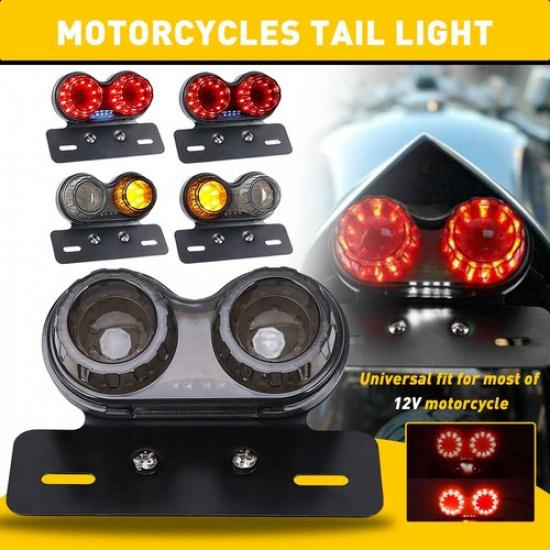 

Motorcycle LED Dual Tail Turn Signal Brake License Integrated Plate Light 12V