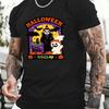 MenS Halloween TShirt  Spooky Ghosts Bats Pumpkins  Haunted House Print  Black with Orange Lettering  Casual Party Shirt