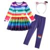 Cartoon Kids Girls Rainbow Dresses+Pants Sets Children Halloween Easter Cats Carnival Cosplay Costume Birthday Party 3-10 Year