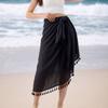 Women's Beach Vacation Sun  Tassel Wrap Skirt  Apron Skirt Midi Skirt