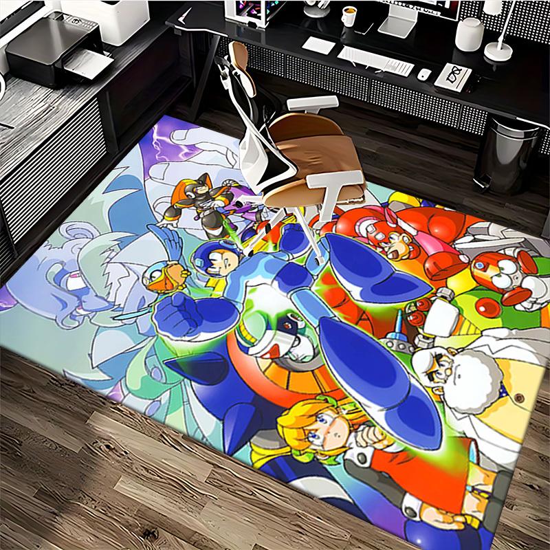 1pc Mega Man Anime Cartoon Design Office Chair Mat Non-Slip Carpet for Home Decor, Living Room, Bedroom, Game Room - Perfect Gift for Fans!Y076