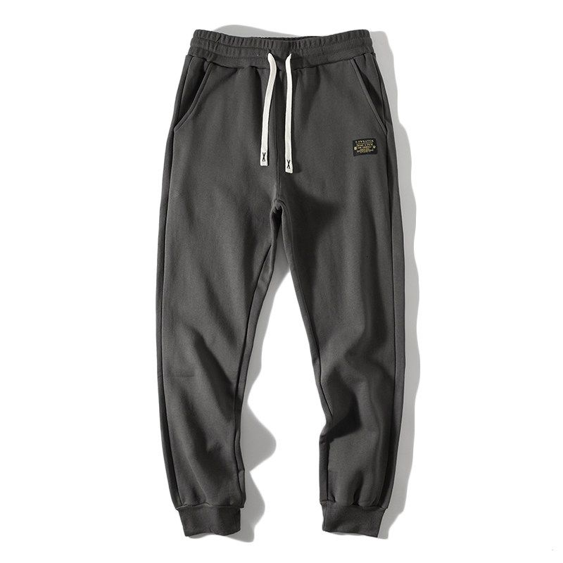 Heavy American-Style High-Street Cotton Knitted Sweatpants Iron Gray 3XL