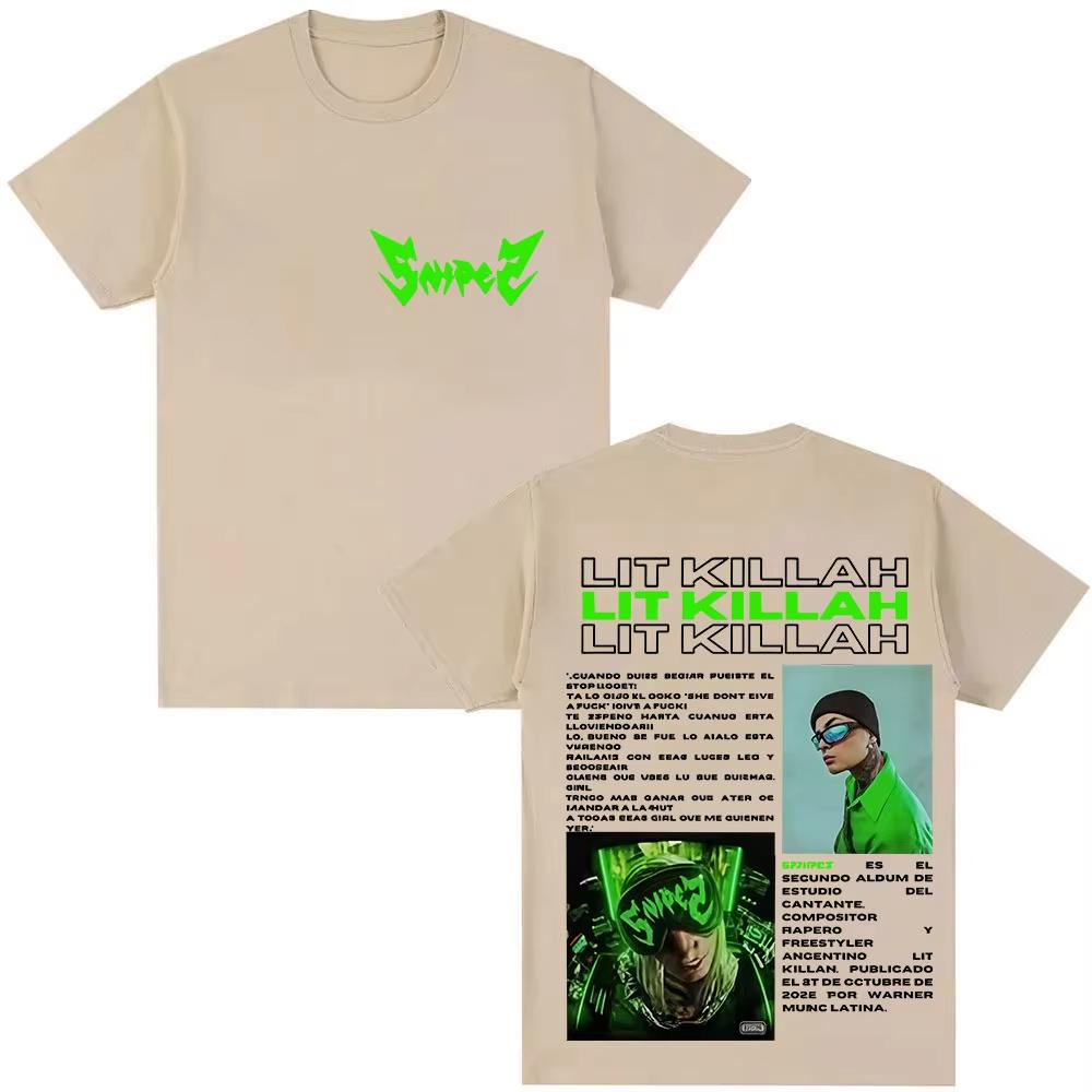 2026 Rapper Lit Killah Tour New Album Graphic Tshirt Men Clothing Hip Hop Gothic Short Sleeve TShirt Rock Oversized Cotton Tees