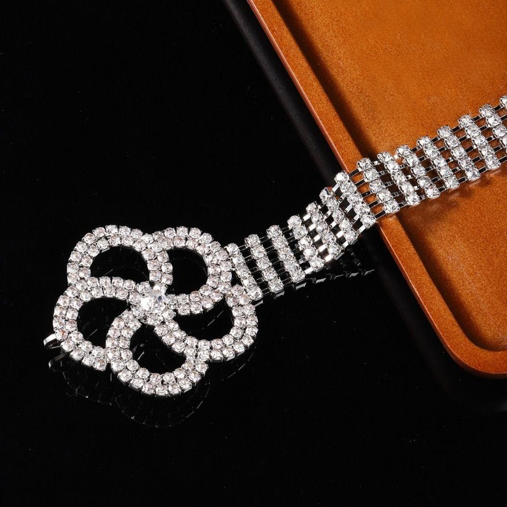 Sparkle Rhinestone Chain Belt Silver Color Full Crystal  Corset Belt  For Teenage Girls